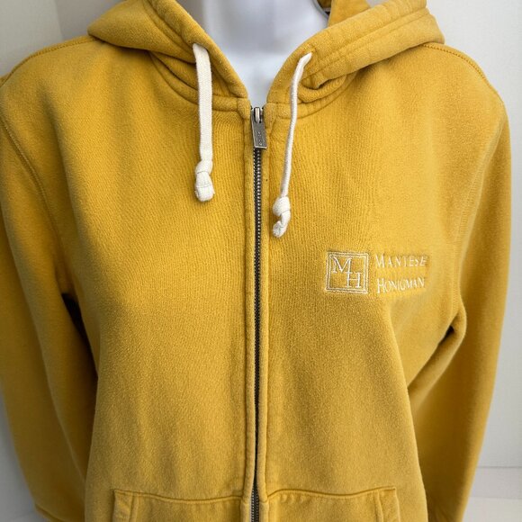 Lands' End Serious Sweats Fleece Full Zip Hoodie Yellow Men’s Size Small 34-36 - Picture 3 of 6